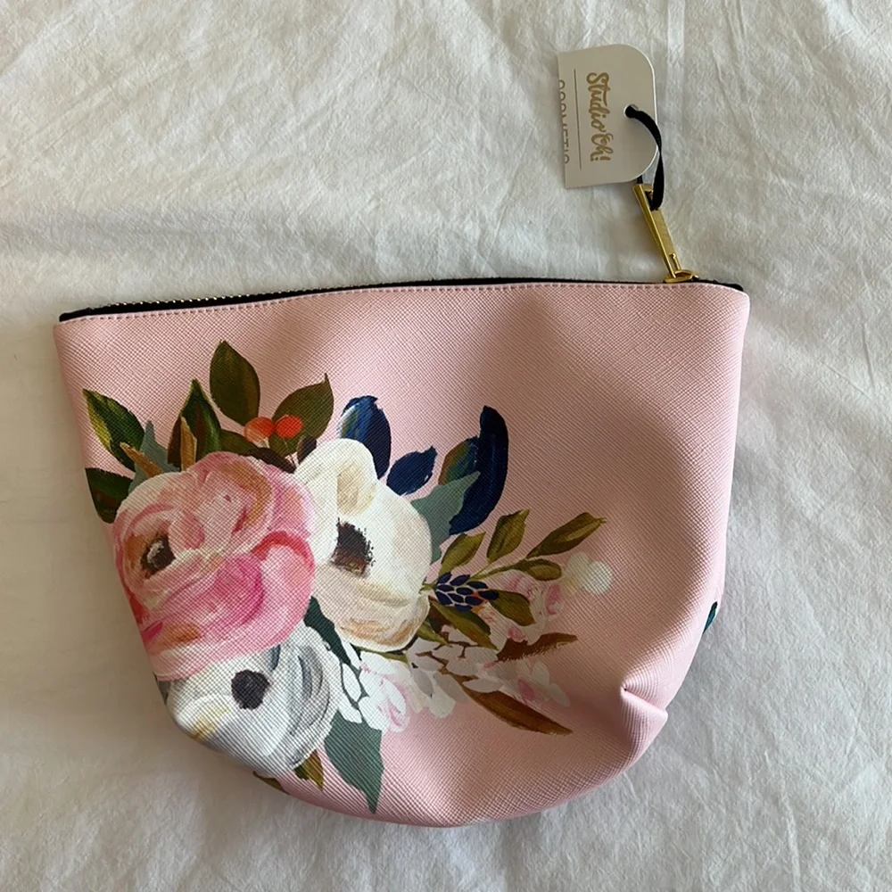 Pink floral cosmetic case